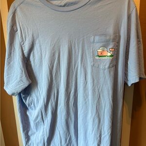 Vineyard Vines Light Blue Short Sleeve Pocket Tee with baseball whale graphic